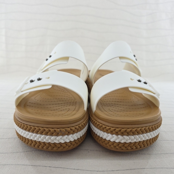 Crocs Womens Brooklyn Woven Buckle Chalk White Platform Sandals Shoes Size 9 - Picture 4 of 12